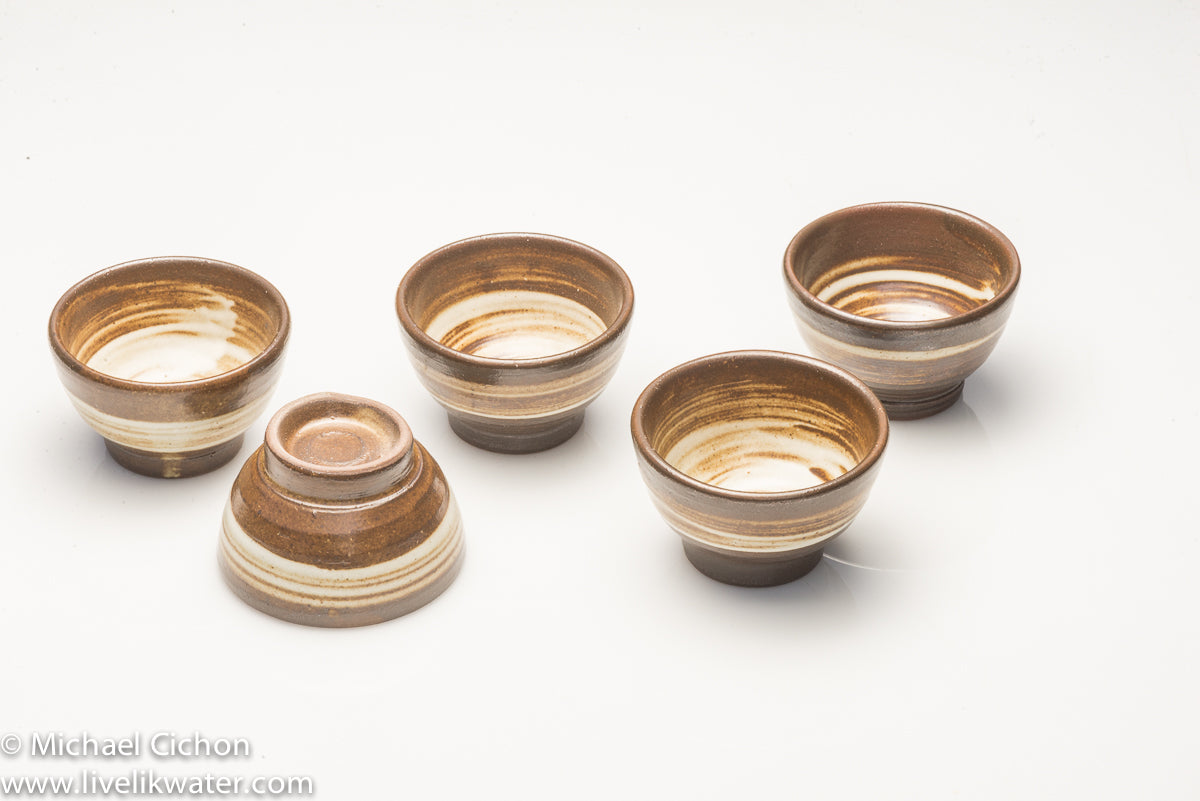 5 Cup Korean Tea Set- brown-white - Image 2